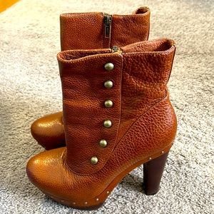 UGG leather & sheepskin lined heeled booties